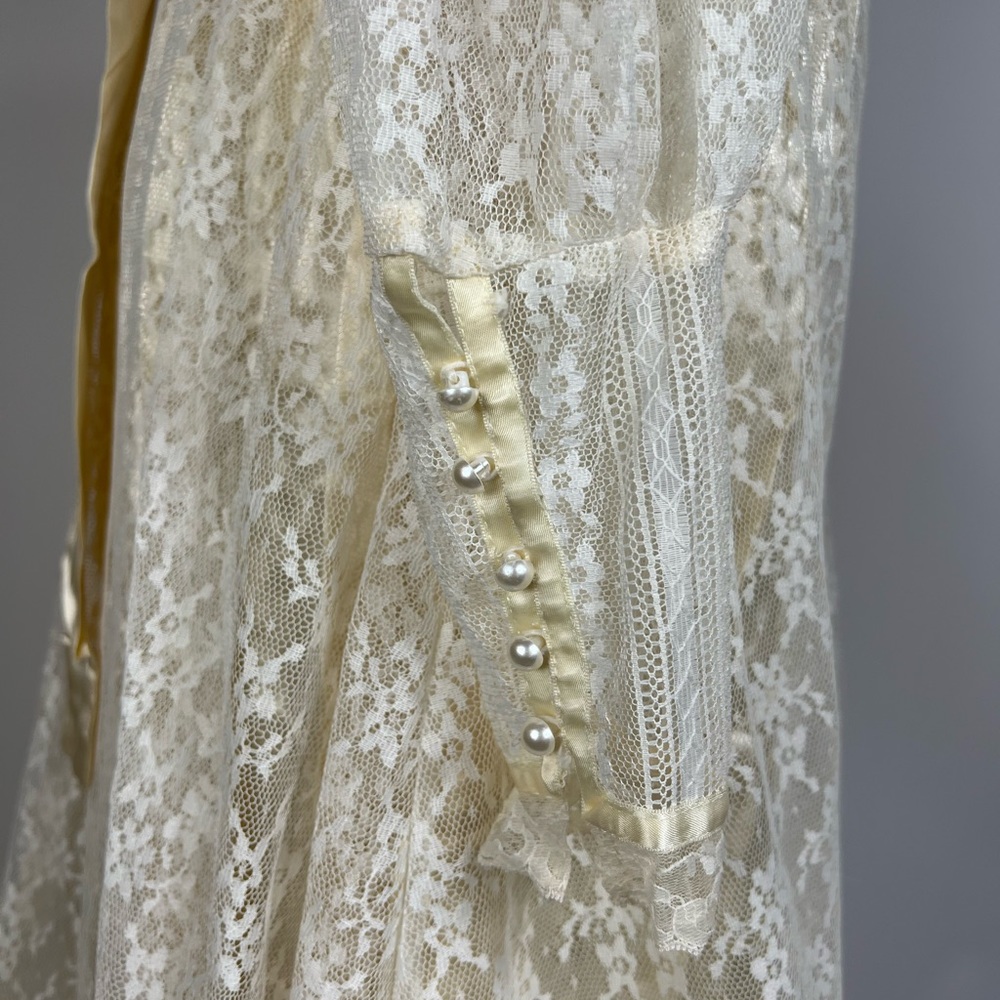 VINTAGE 70s GUNNE SAX Long Sleeve Edwardian Victorian Style Wedding Dress - Picture 4 of 8